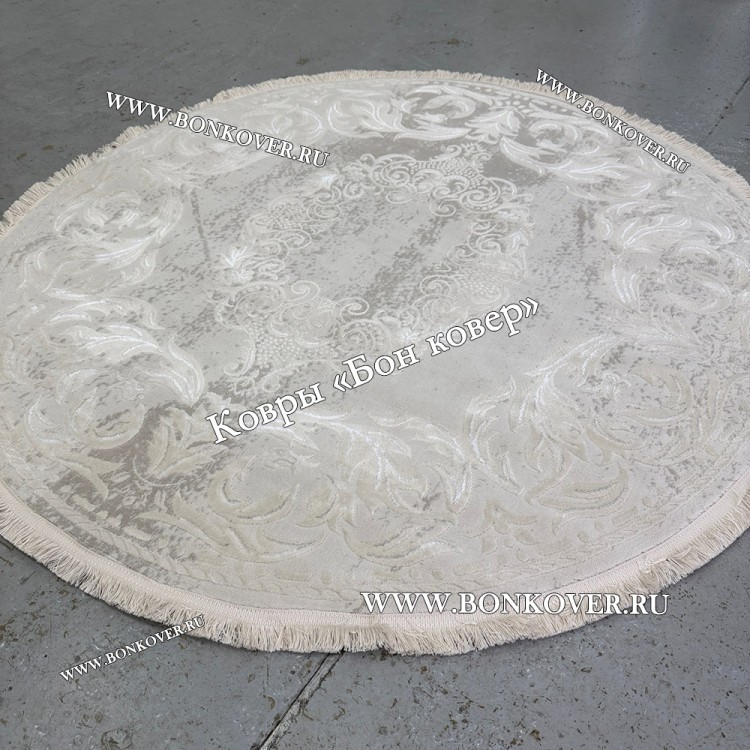 Белый Круглый Ковер Для Гостиной Медальон Дизайн 30533