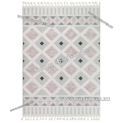 Турецкий Ковер Комфорт Дизайн 30084 Розовый с Белым