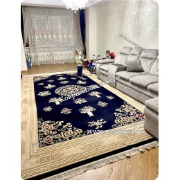 Шерстяной Ковер Для Гостиной Дизайн 30658 Темно-Синий